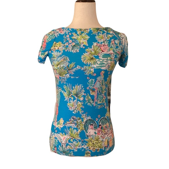 RARE Lilly Pulitzer Jungle Glam Toile Print Tee Top - XS - Picture 2 of 14